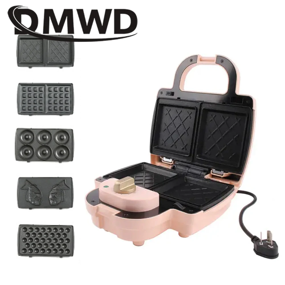 Multifunction Donut Walnut Cake Sandwich Grilling Baking Pan Taiyaki Eggettes Iron Electric Waffle Maker Changeable Plates EU US