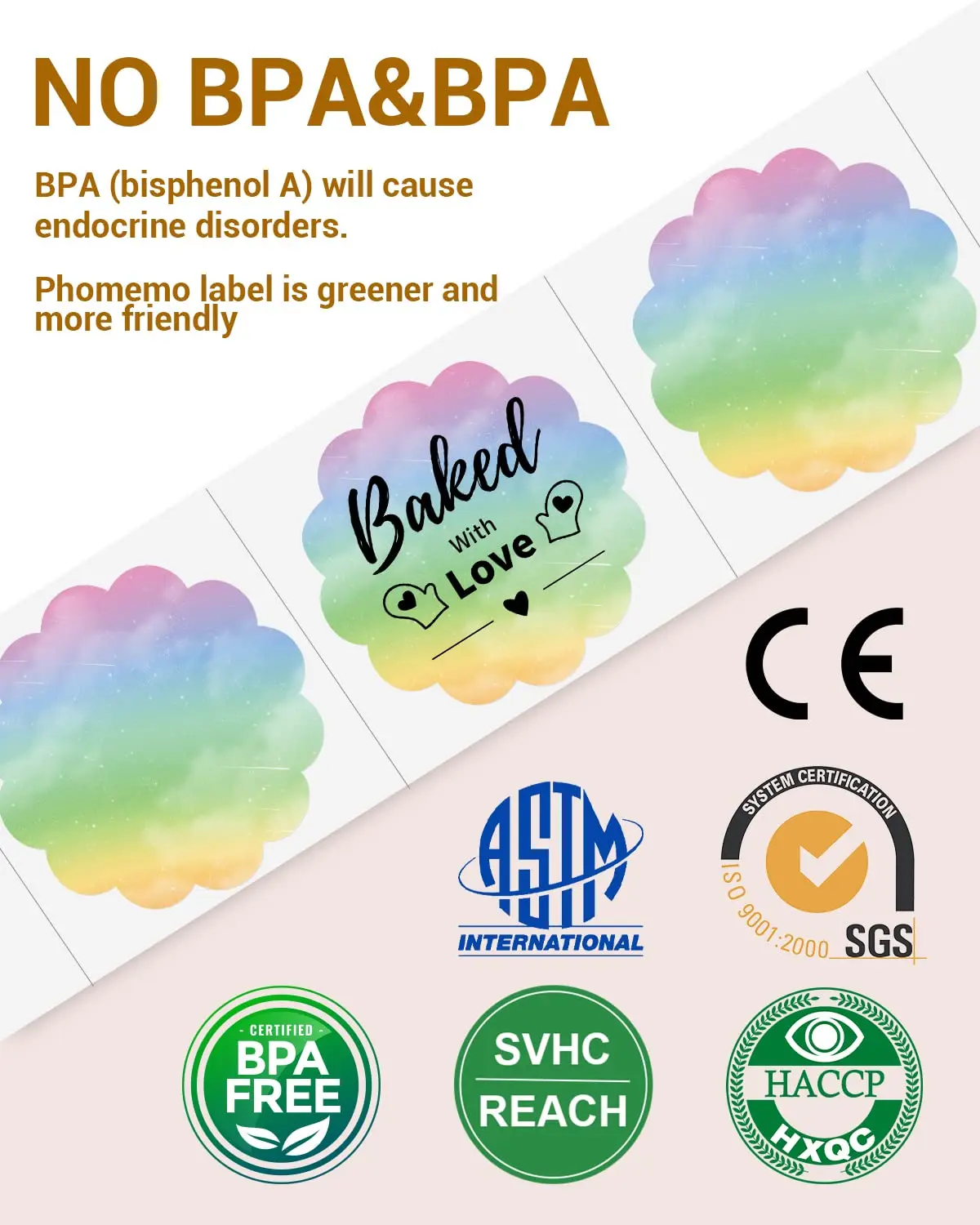 Rainbow Color 2" Color Thermal Label PM241bt for Commercial Grade Custom Stickers Personalized Sticker Labels for Small Business