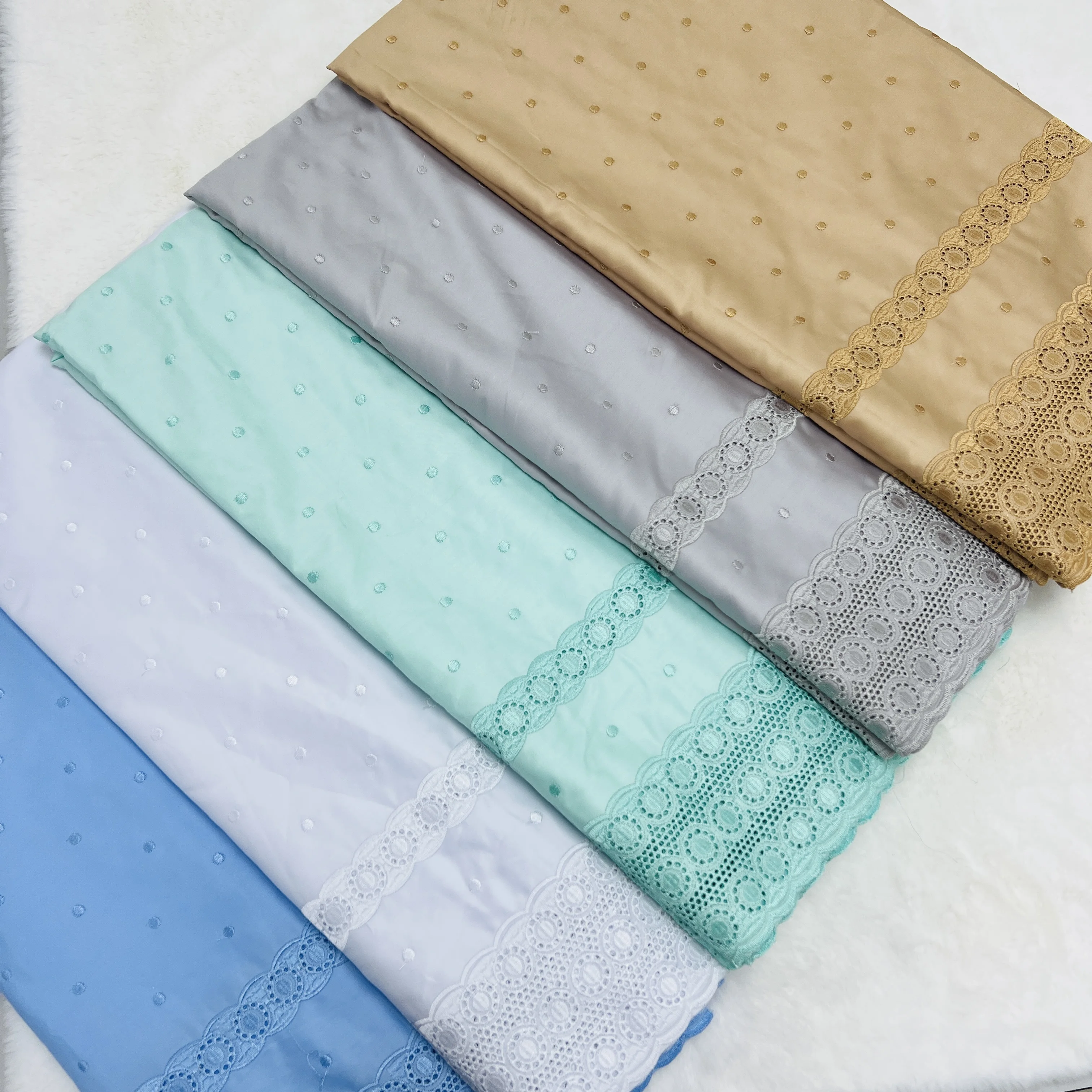 5 Yards High-end African Momen/Men Lace Fabric Tribute Silk Lace Swiss 100% Cotton Lace In Switzerland Fabric For Dress TV1219-3