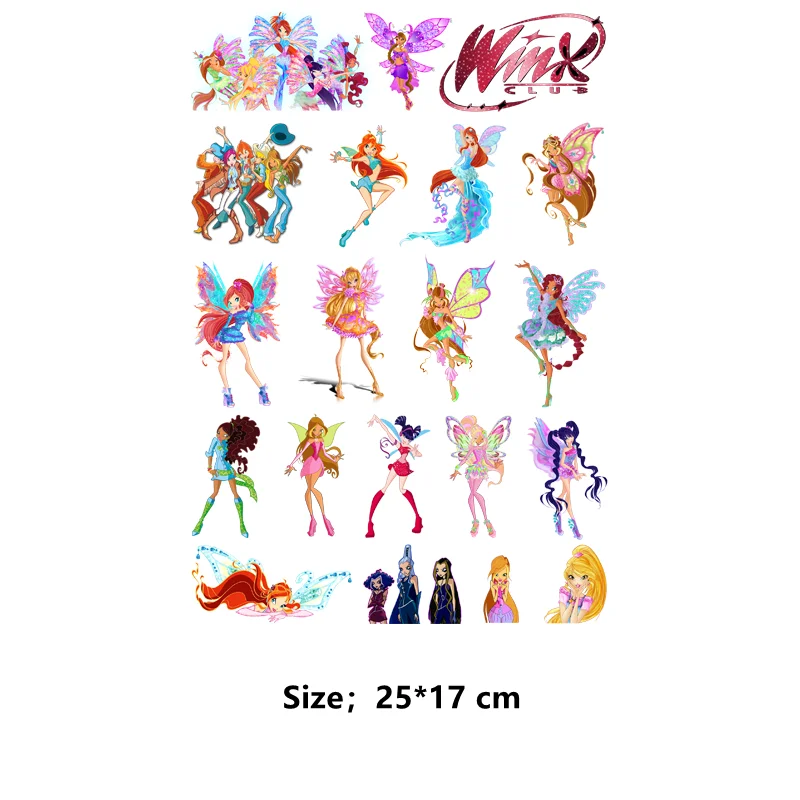 Children Cartoon Winx Club Iron on patches thermo-stickers for children Small sticker stripes appliques