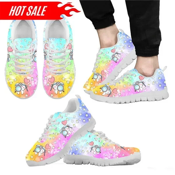 Dentist Shoes Woman Flats Sneakers Gradient Tooth Dental Doctor Print Summer Breathable Female Shoe Ladies Footwear