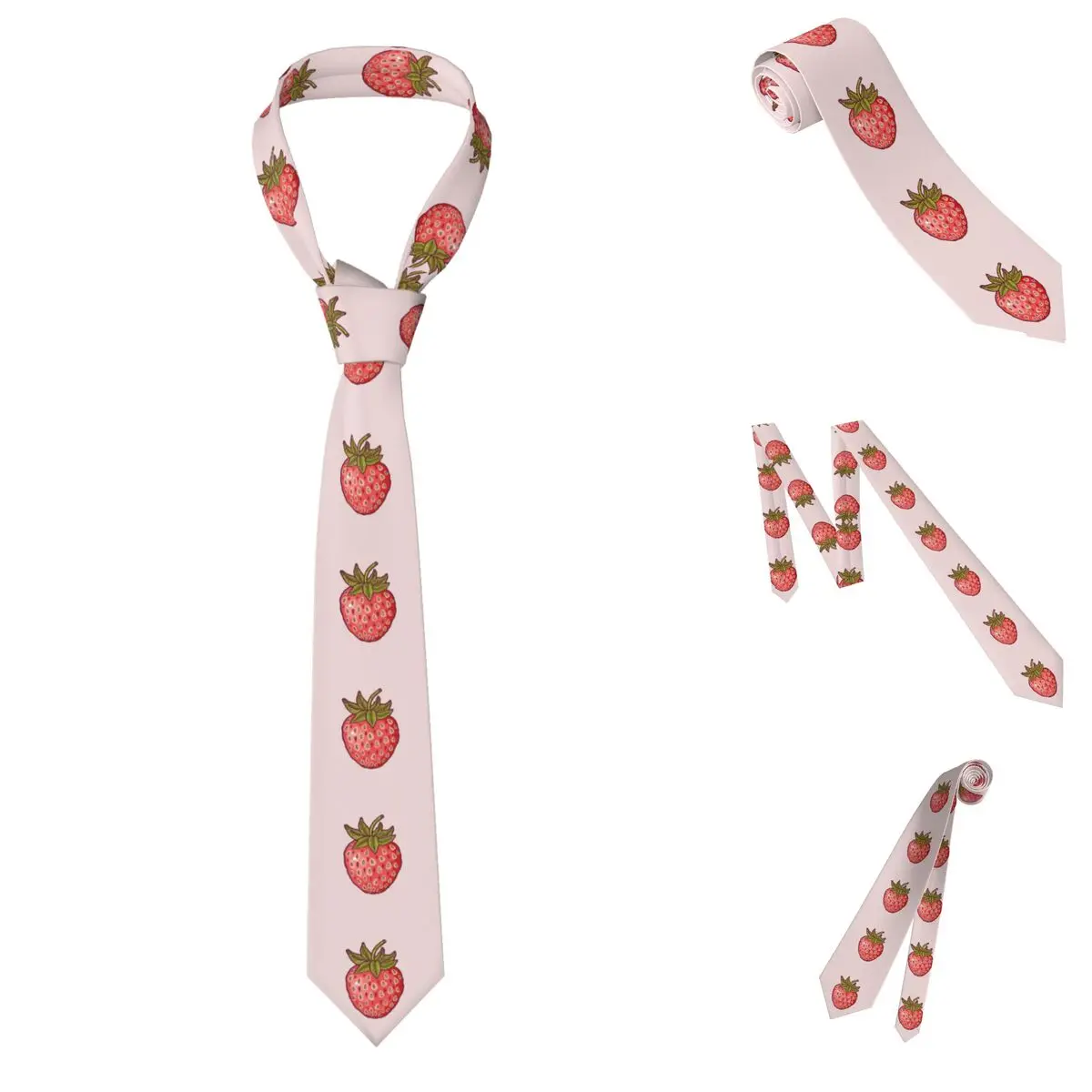 Strawberry Fields Necktie for Men Silk Polyester 8 cm Neck Ties Party Accessories Tie Casual Gravatas