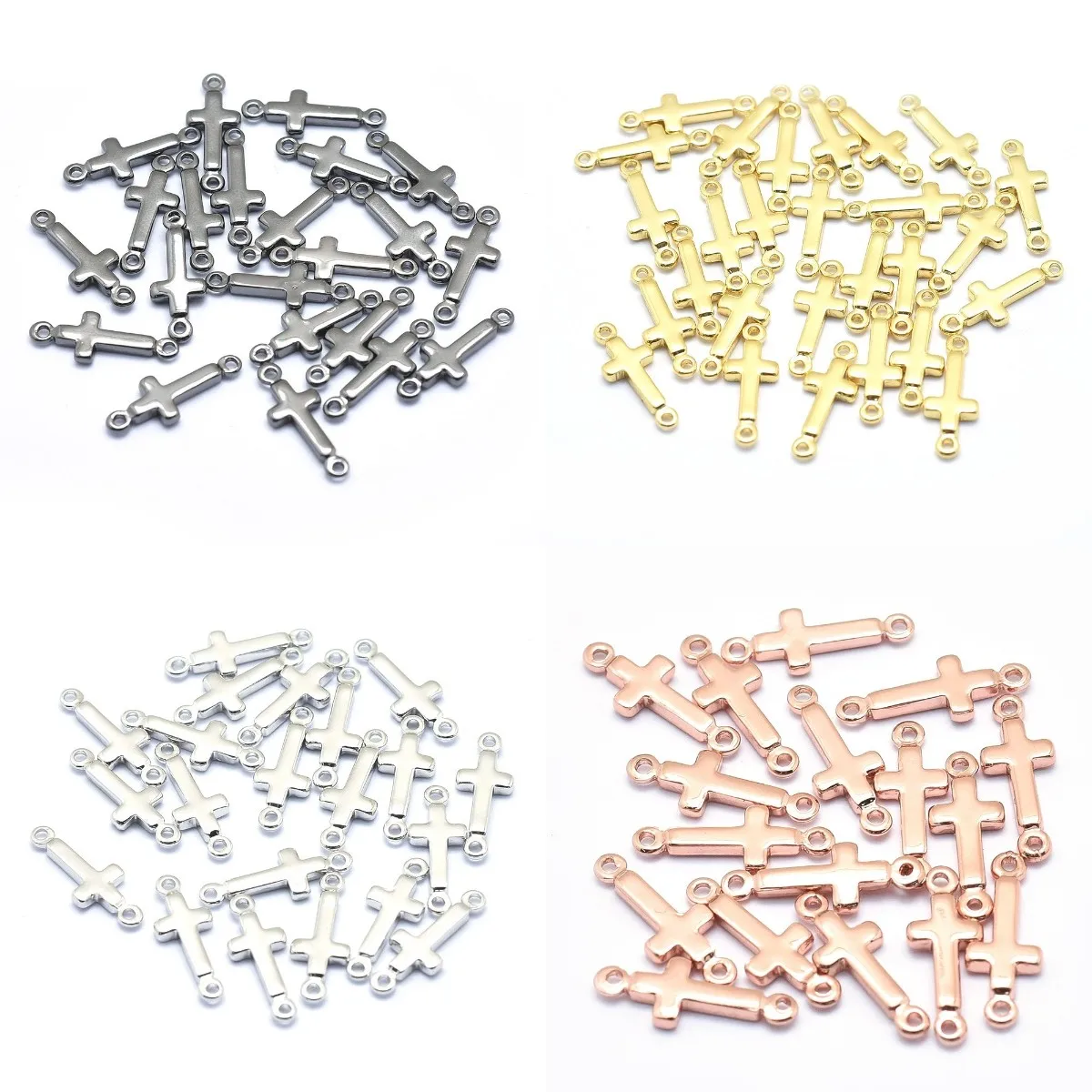 

50Pcs Brass Cross Connectors Double Hole Metal Links Connectors Charms DIY Necklaces Bracelets Connections Accessories
