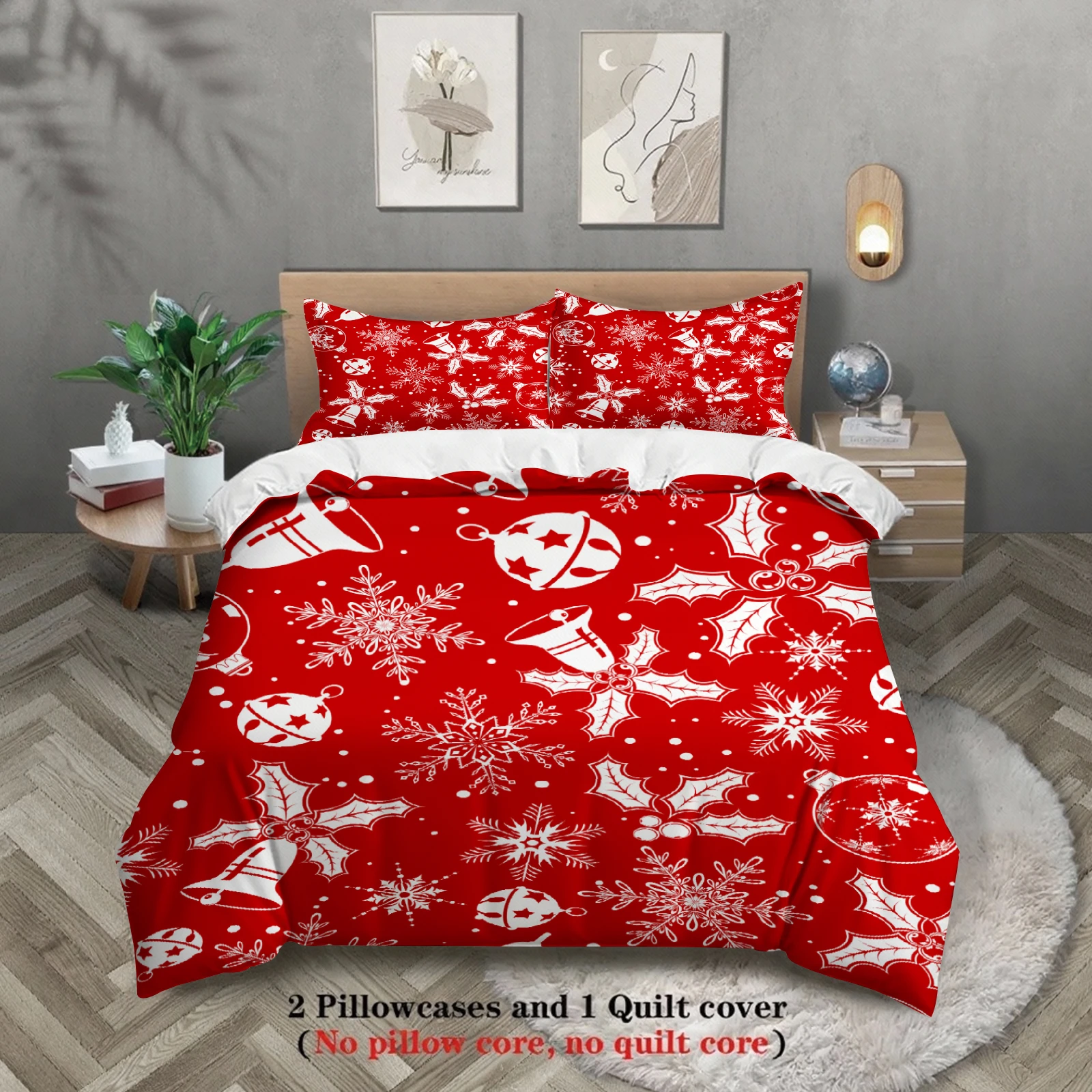 Christmas Bedding Set Soft Duvet Cover Set Quilt Cover With Pillowcase For Bedroom Decor Birthday Gifts Christmas Decorations