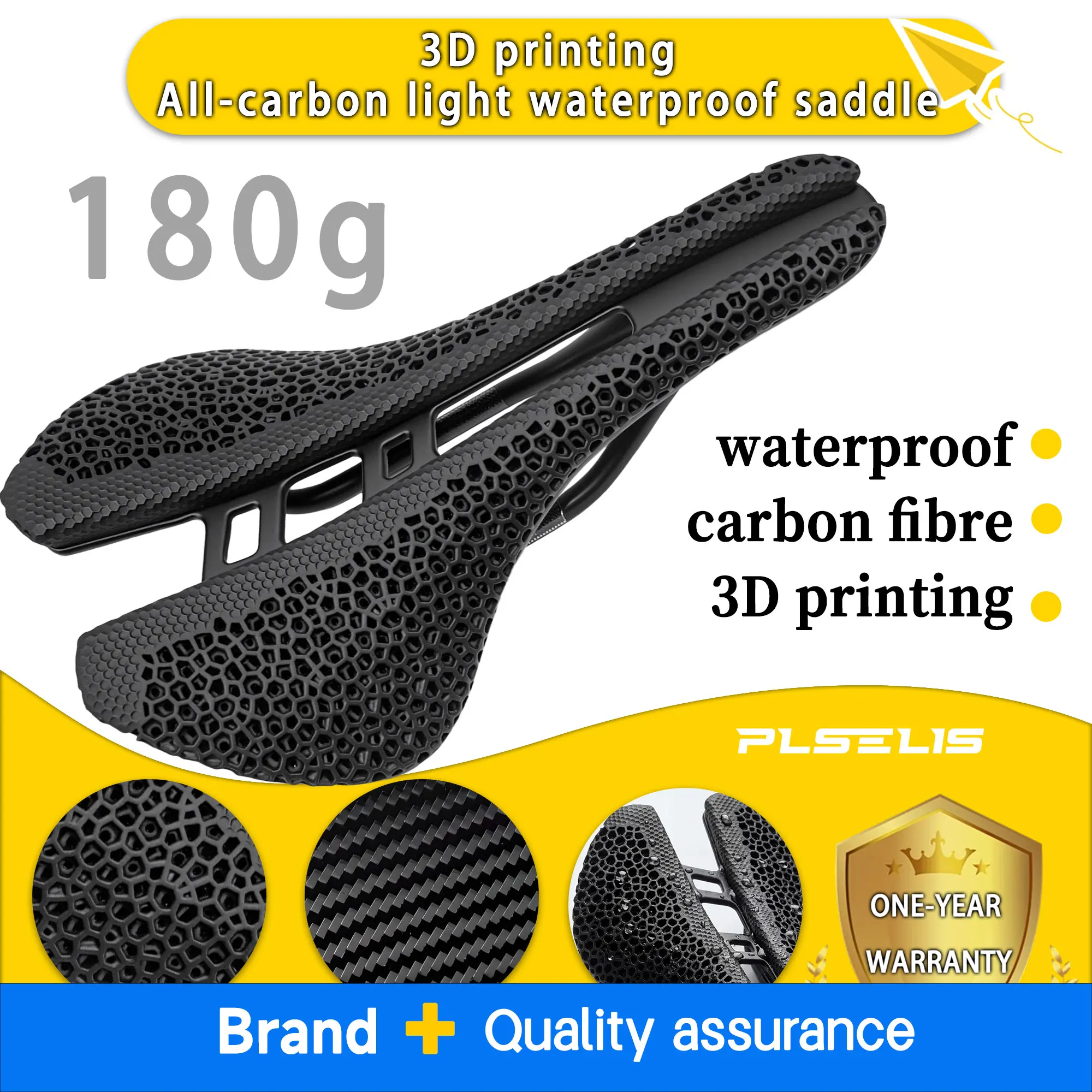 

Plselis 3D-печать, полностью карбоновое седло, легкая подушка для дорожного автомобиля, 180 г, амортизирующая подушка для сидения на велосипеде