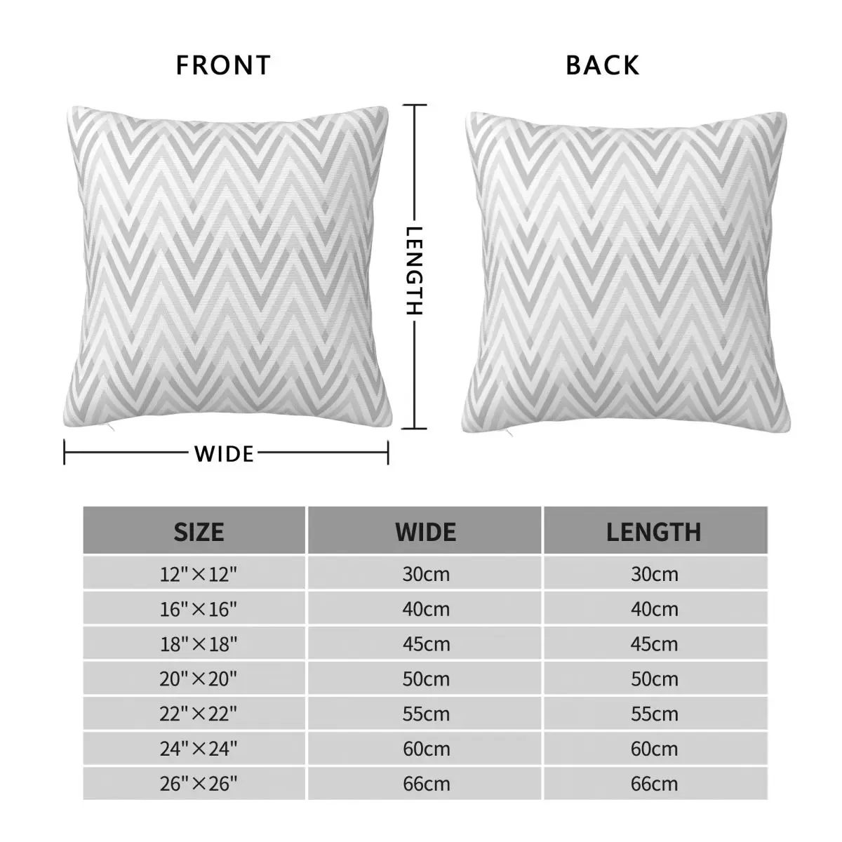 White Gray Abstract Chevron Square Pillowcase Polyester Linen Velvet Creative Zip Decorative Car Cushion Cover 18