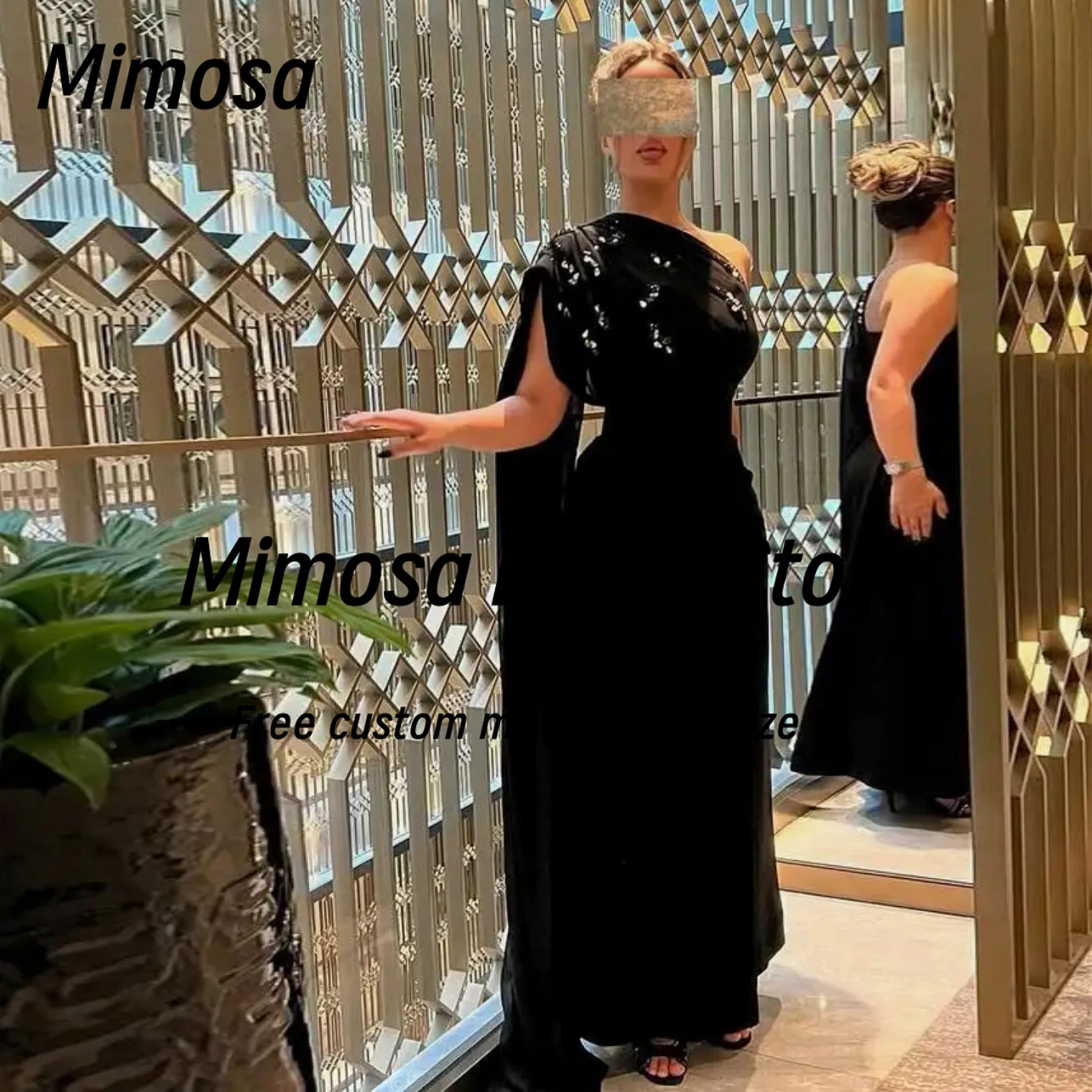 

Mimosa Черные платья для выпускного вечера на одно плечо с бисером и рюшами на плечах Вечернее платье с цветами Саудовская Аравия Вечерние платья по индивидуальному заказу