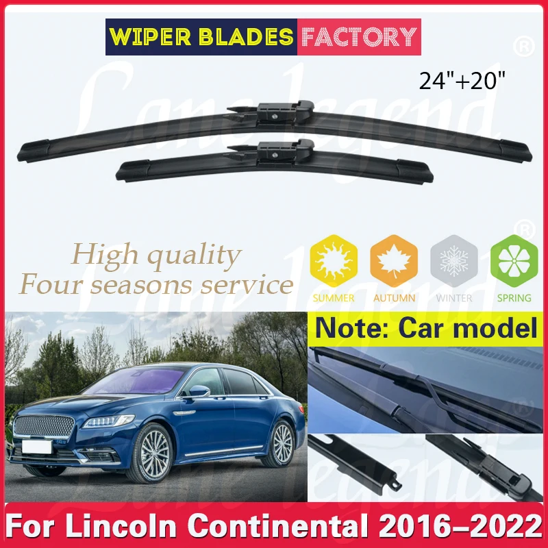 

For Lincoln Continental 2016 2017 2018 2019 2020 2021 2022 Car Front Windscreen Blade Wipers Soft Rubber 24"+20" Car Accessories