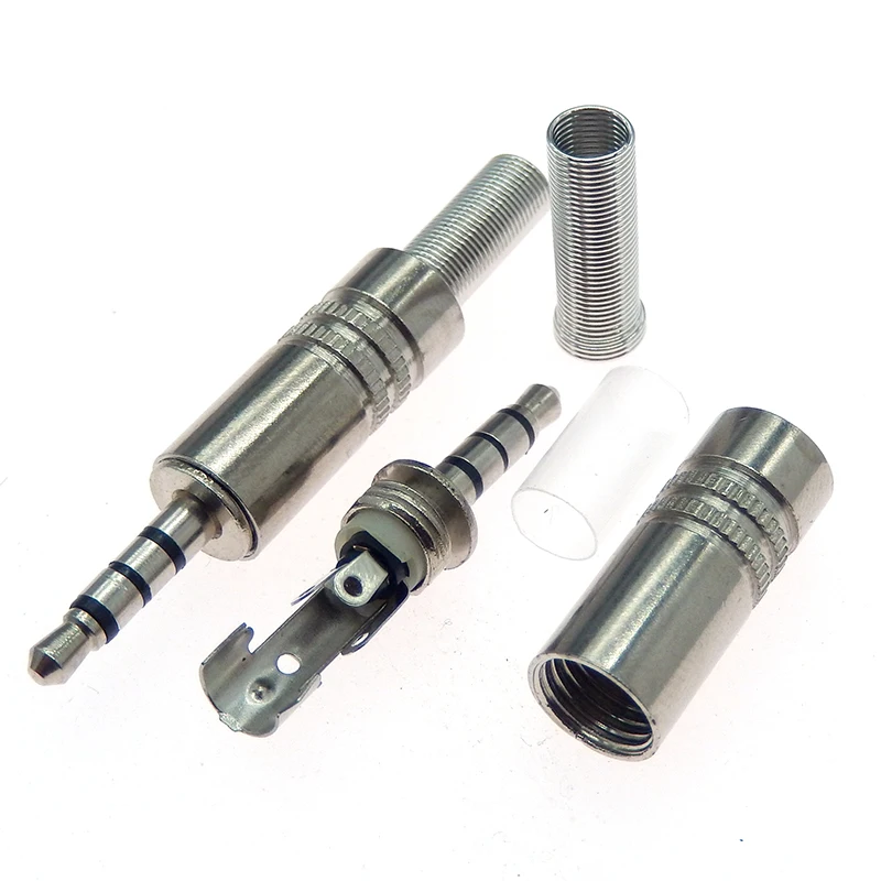 5 pcs 3.5mm 3-Pole Stereo Metal Plug Connector 3.5 Plug & Jack Adapter With Soldering Wire Terminals 3.5mm Stereo Plug