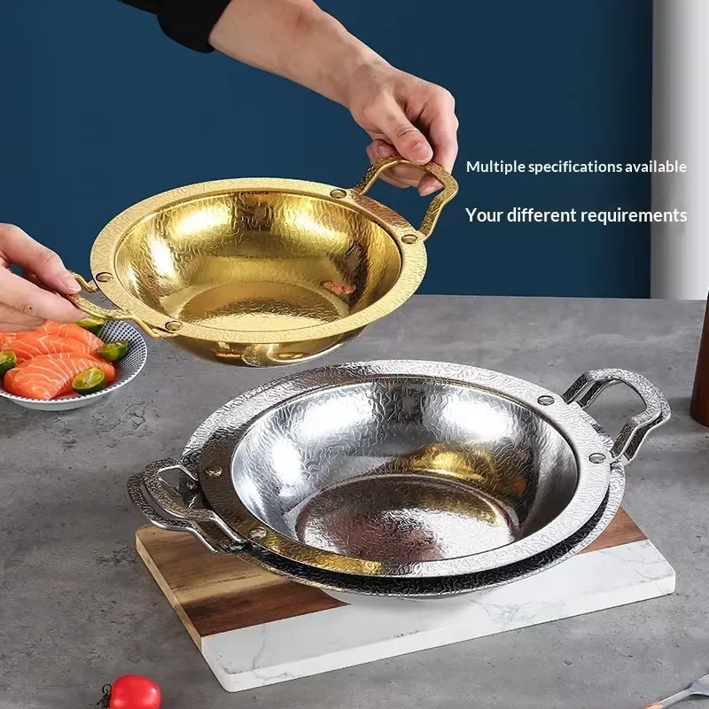 18cm Stainless Steel Hot Pot Wide Edge Snowflake Pattern Seafood Cooking Pan for Commercial Kitchen Use Durable Cookware 20cm