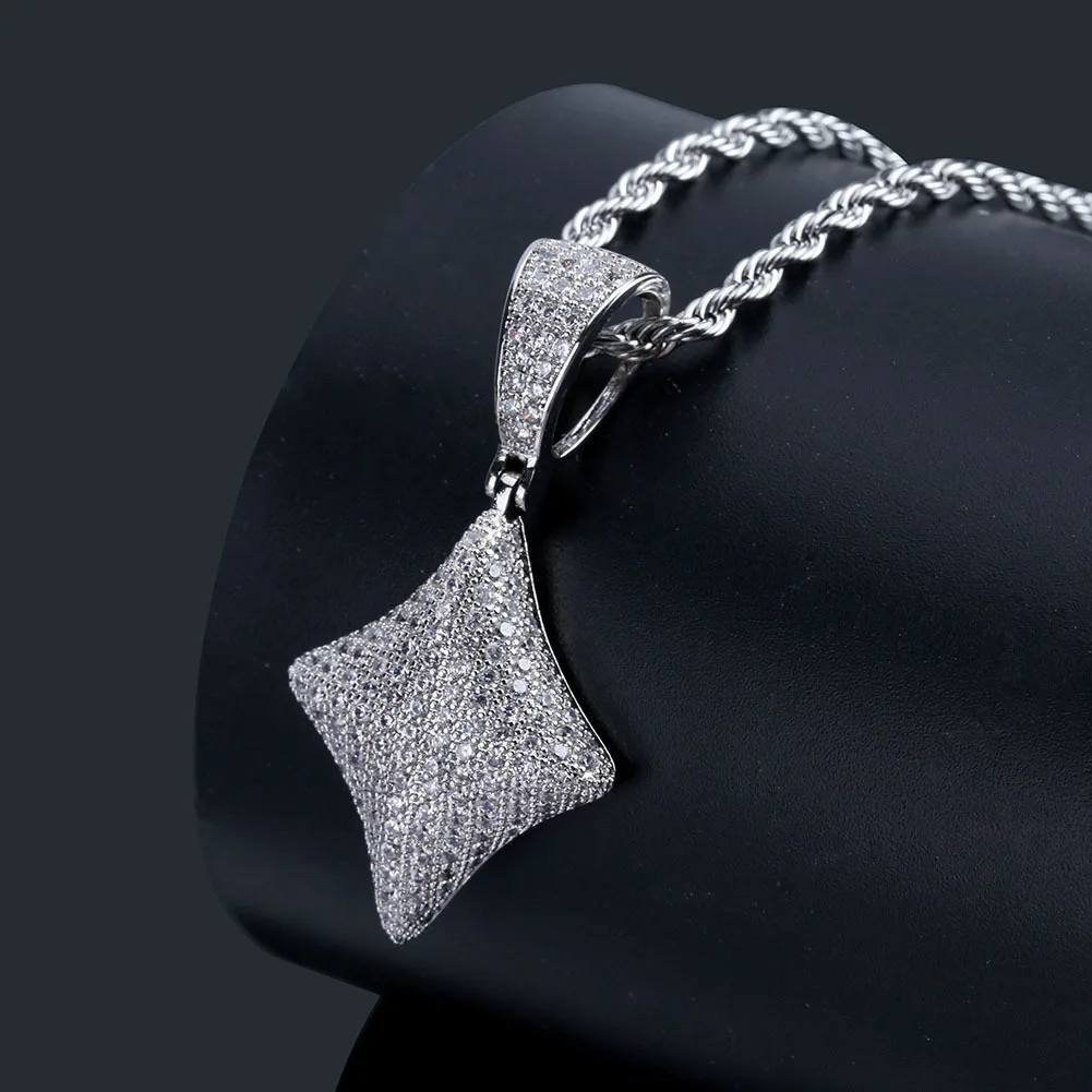 Unique Design Playing Card Spade Heart Club Iced Out Bling Pendant Necklace Mirco Pave Prong Setting Hip Hop Jewelry BP212