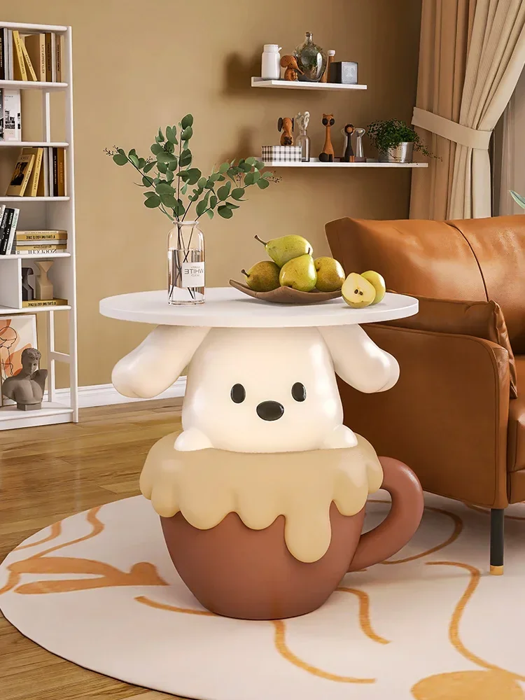 Cartoon Bedside Table Tea Cup Puppy Side Table Storage Stand Living Room Children Bedroom Sofa TV next to Floor Ornaments