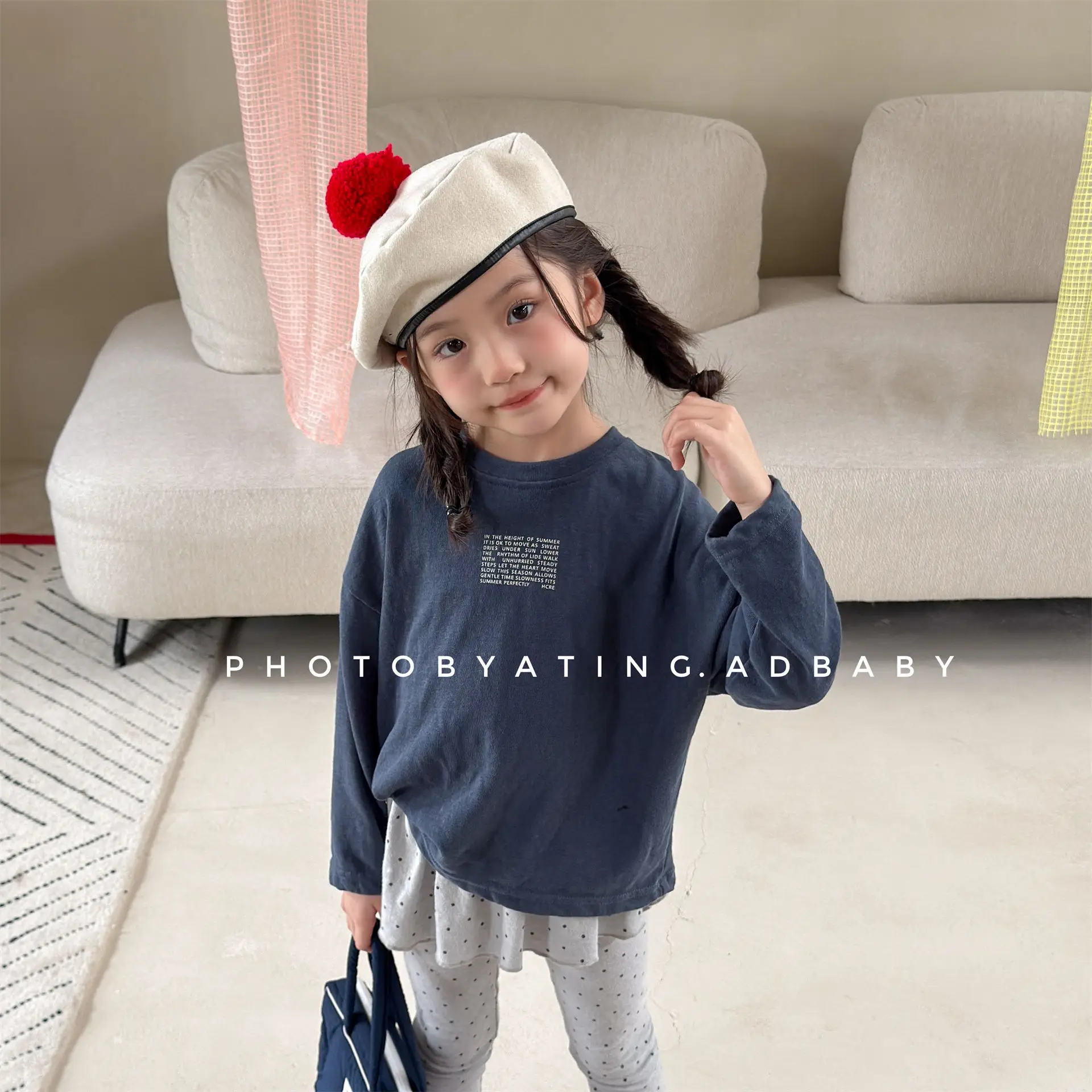 2026 Autumn New Children Long Sleeve Casual Tops For Boys Girls Letter Print T Shirts Baby Loose Pullover Kids Cotton Shirts