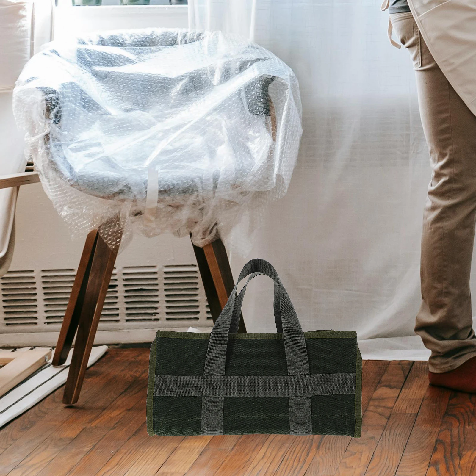 Large Capacity Tool Bag Heavy Duty Canvas Toolkit Organizer for Mechanics Electricians Car Repair Storage Pouch Dark Green Multi