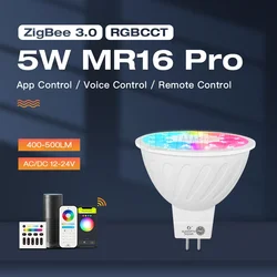 Gledopto LED 스포트라이트 Zigbee 3.0 5W MR16 Pro LED 조명 RGB+CCT AC/DC12~24V Tuya 스마트 라이프 APP Alexa Conbee RF 원격 GU10 pro