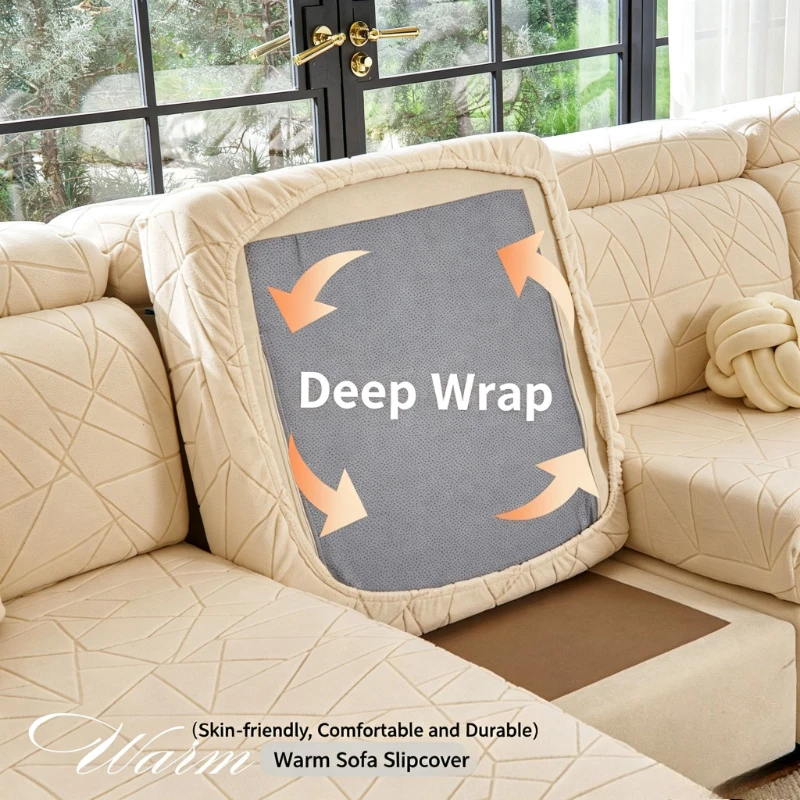 Luxury Stretch Jacquard Sofa Cover, Non-Slip Full Coverage Couch Slipcover, Scratch Proof Furniture Protector for Pets Cats Dogs