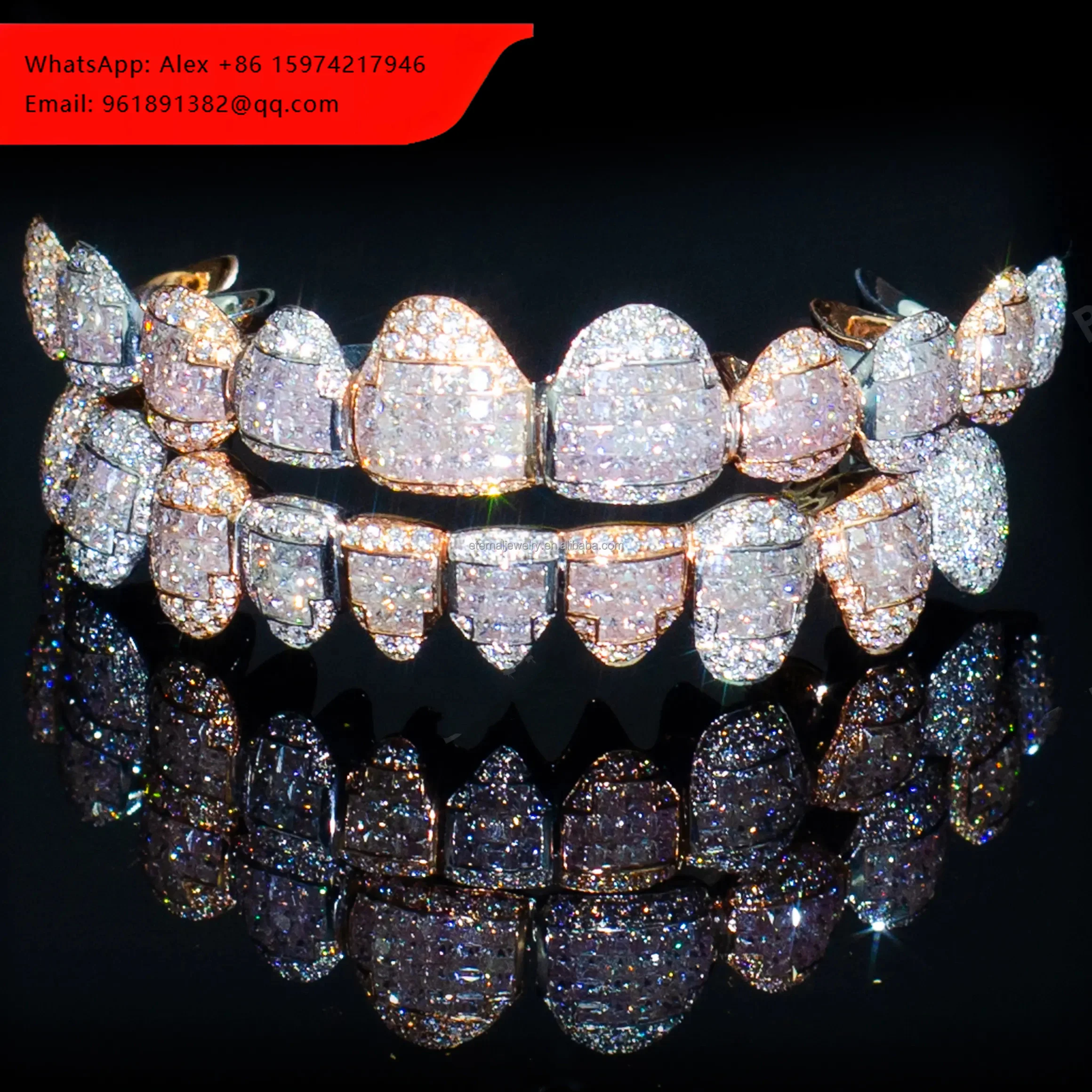 

Индивидуальные грилзы VVS из муассанита в стиле хип-хоп, инкрустированные бриллиантами огранки «Принцесса», из серебра 925 пробы, ювелирные изделия для мужчин и женщин