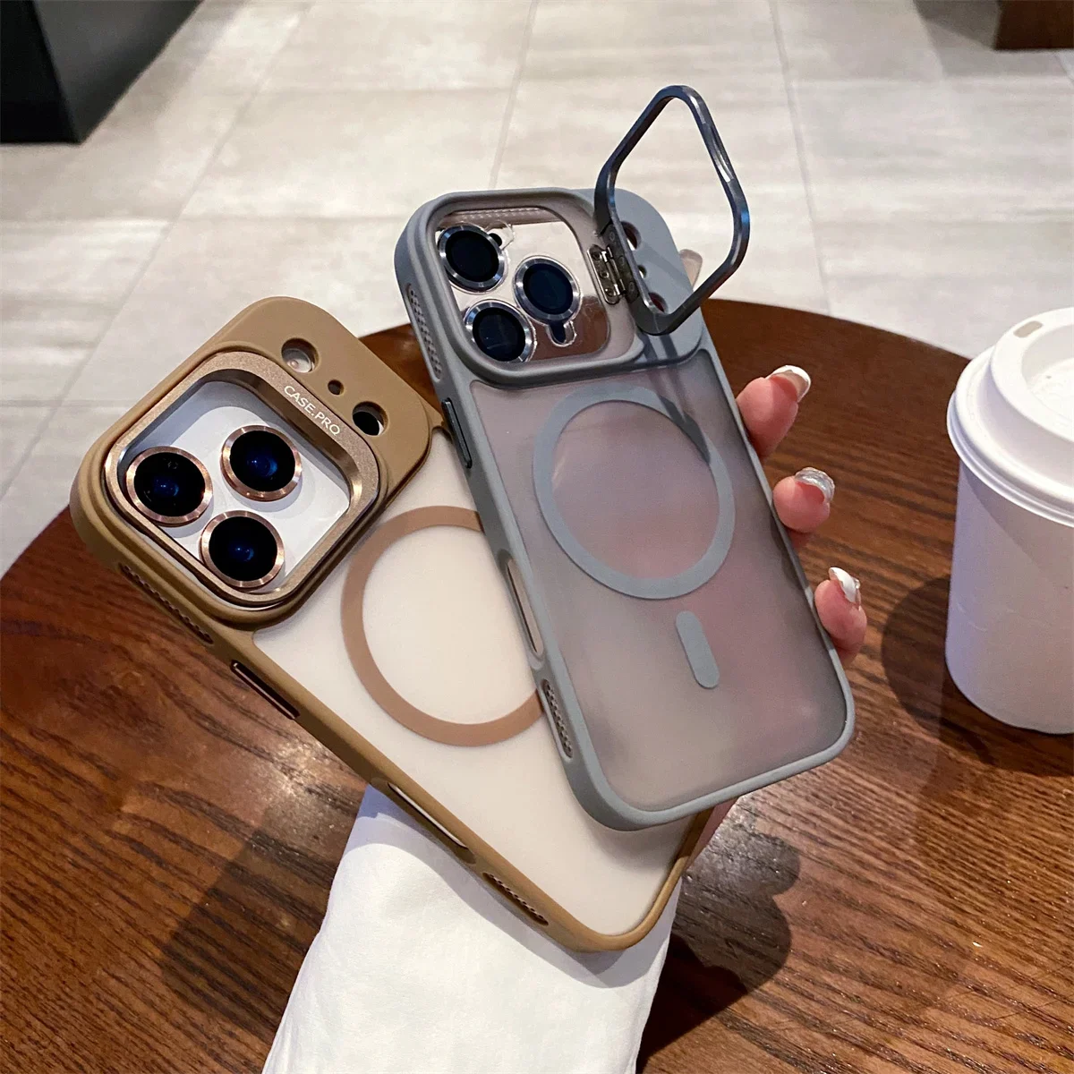 Matte Translucent Lens Holder Protection Magnetic Phone Case for Apple IPhone 17 Air 16 15 14 Plus 13 12 11 Pro Max Cover