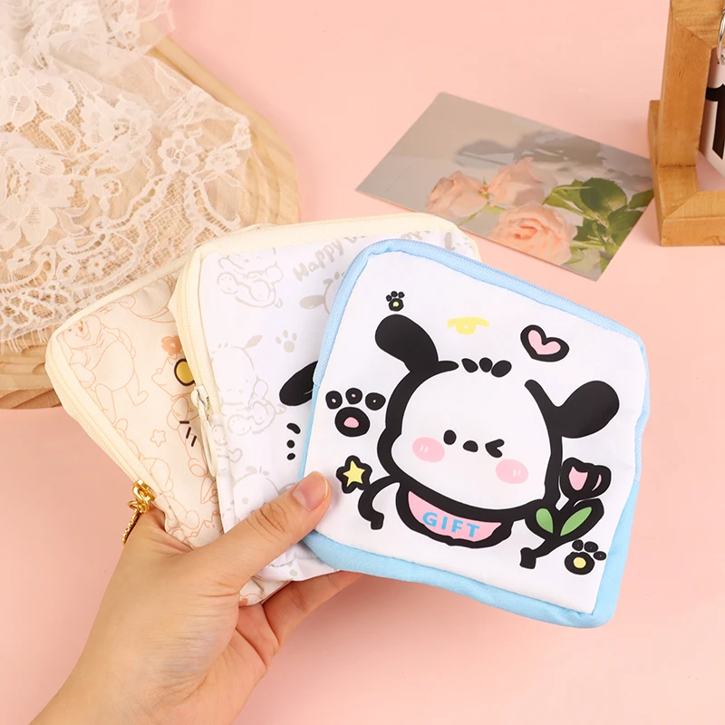

Sanrio Pochacco Anime Figures Kawaii Girls Sanitary Napkin Storage Bag Cartoon Pattern Mini Coin Purse Portable Cosmetic Bag