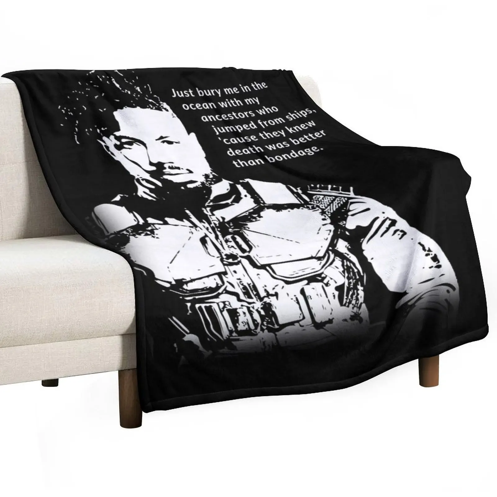 Erik Killmonger 'Bury Me' Memorable Famous Quote Throw Blanket Thermal Travel Blankets