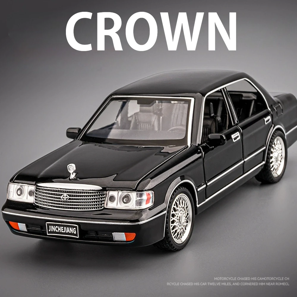 1:32 Crown GR86 Diecast Alloy Miniature Model Toys Car with Sound Light Pull Back 6 Doors Opened Vehices Children Christmas Gift