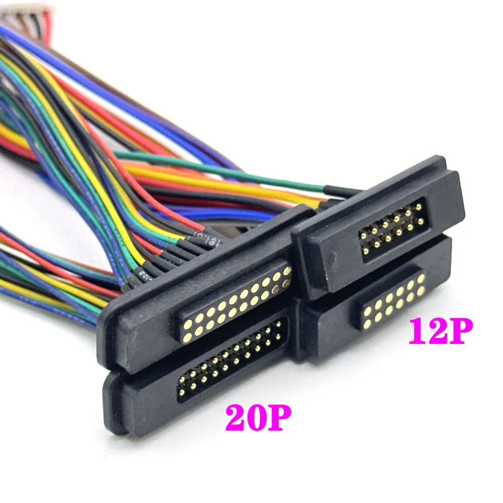 1 زوج 12Pin 20Pin تيار مستمر المغناطيسي بوجو دبوس موصل 2A Pogopin ذكر أنثى مع كابل الربيع تحميل تيار مستمر مقبس الطاقة مع محطات