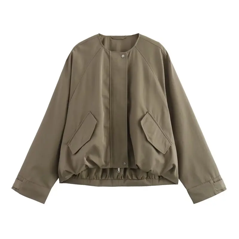 

Loose Women's Pilot Jaet Autumn 2024 round Ne ort Coat Outerwear Versatile Sle Regular Length Other Material 00%