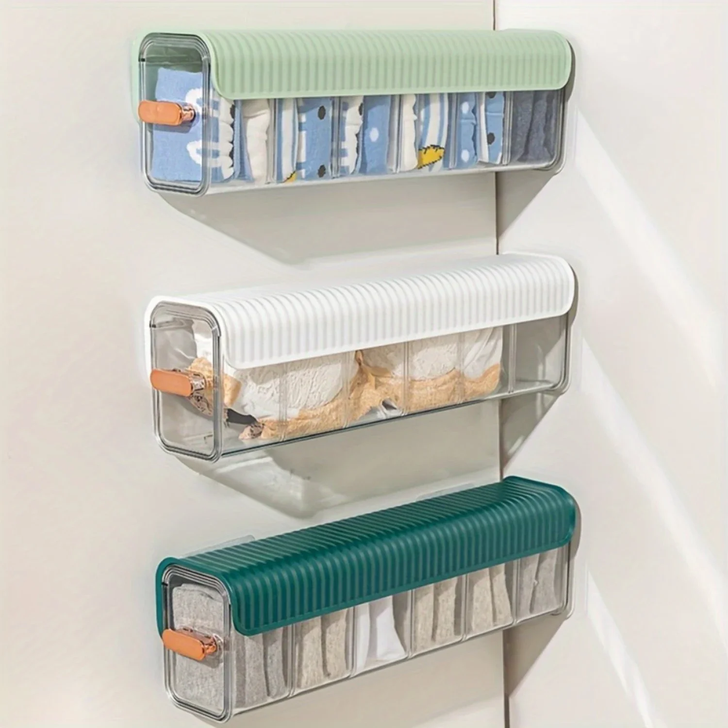 

Wall-Mounted Underwear Organizer, Plastic Bra & Tie Box - Space-Saving Hanging Container