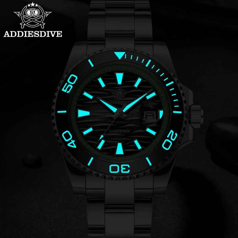ADDIESDIVE AD2514 Luxury Diving Watch 200M Waterproof Japan Quartz Movement BGW9 Lume Ceramic Bezel Unidirectional 316L Steel