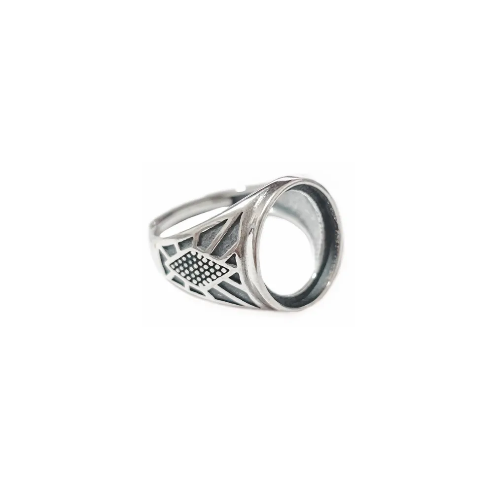 

Ring Blank (11x13mm Oval Blank) Adjustable Thai Sterling Silver Ring Setting Oval Cabochon Ring Base