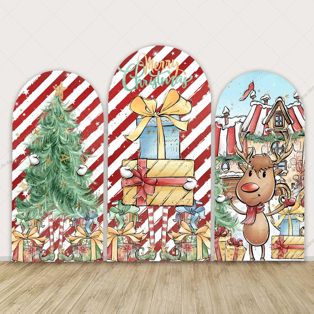 

Веселая рождественская арка, фон, чехол, рождественская елка, олень, новогодние подарки, фестиваль, вечеринка, фотоарка, фоновое украшение