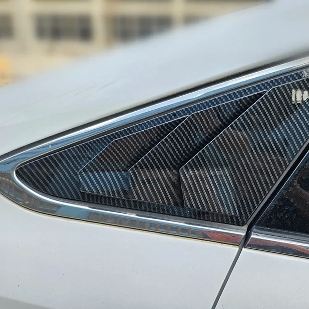 For Hyundai Sonata 9th 2015-2019 Car Rear Louver Window Side Shutter Cover Trim Sticker Vent Scoop Blind Shades ABS Carbon Fiber view 2