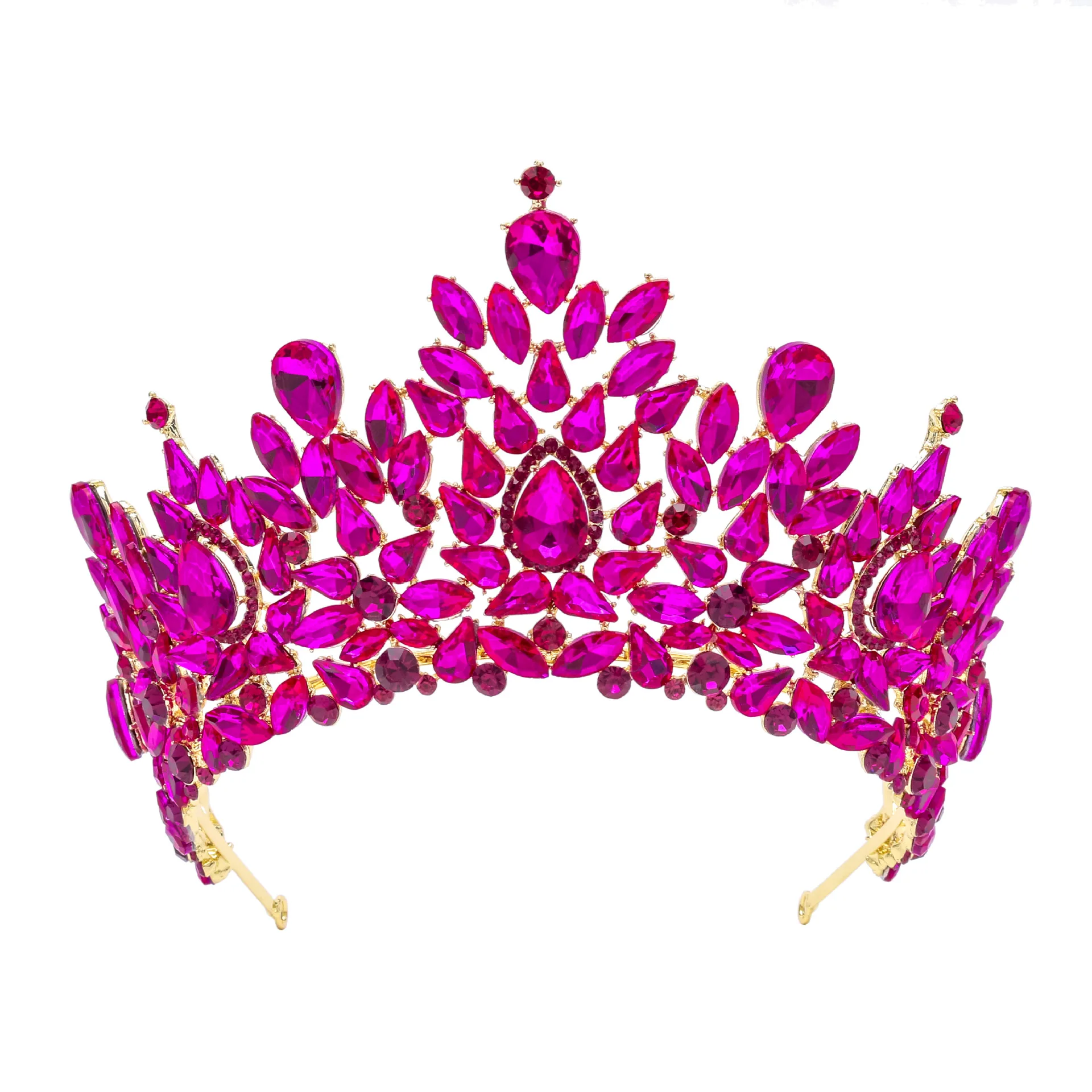 Baroque European and American Beauty Pageant Bride Crown Headwear Alloy Crystal Wedding Hairband Hair Accessories Crown