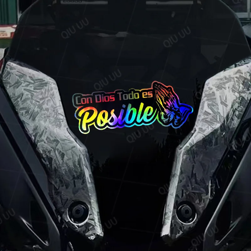 

1PC "TODO ES POSIBLE" Spanish Vinyl Sticker - Waterproof Colorful Decal for Motorcycle Helmet Side Panel Car Window Decor