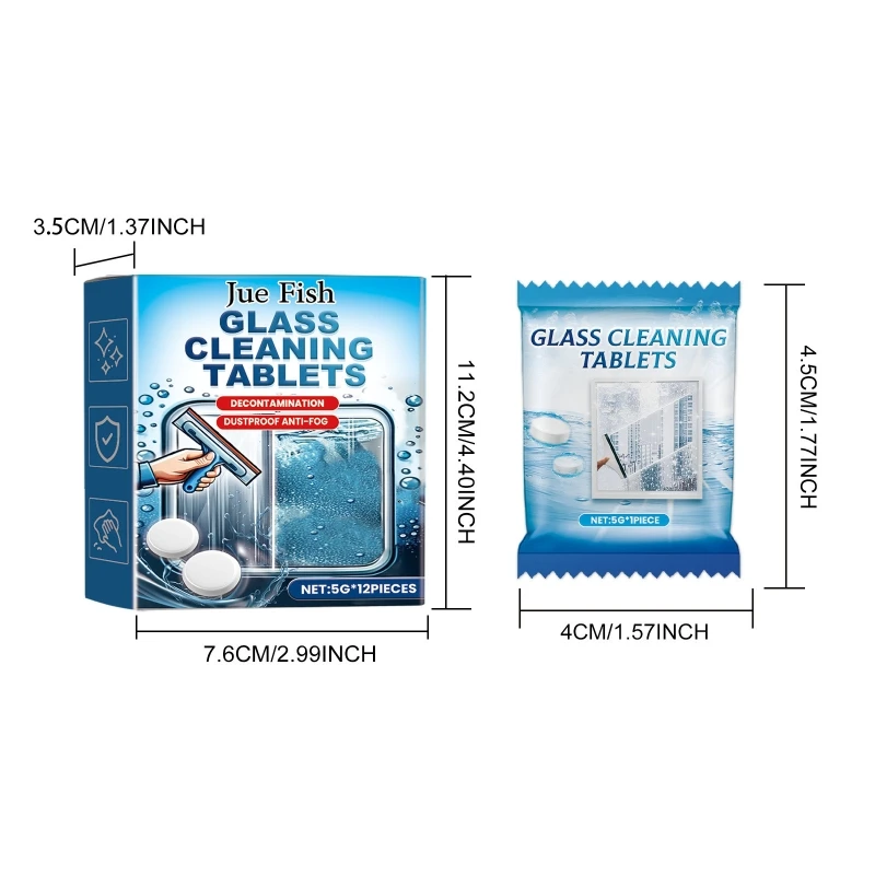 Glass Surface Cleaner Effervescent Tablets – Safe and Effective for Everyday Use M68E