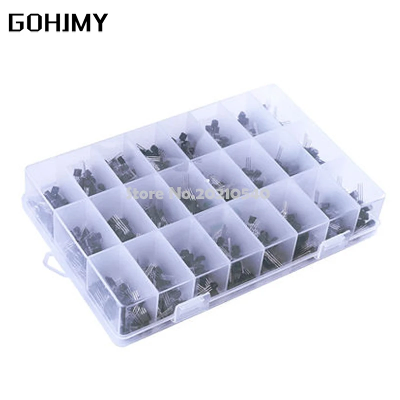 840PCS 24Values TO-92 Transistor Assortment Kit BC327 BC337 BC547 transistor 2N2222 3904 3906 C945 transistors pack