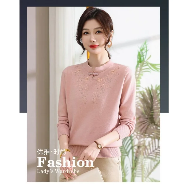 

Новый женский модный однотонный универсальный повседневный вязаный топ с круглым вырезом и пуговицами с длинными рукавами