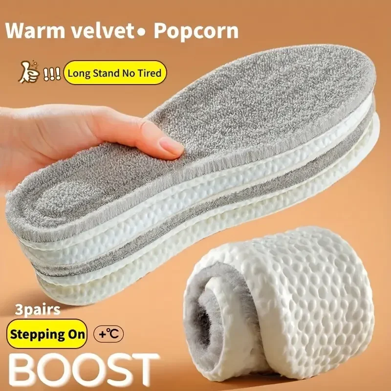 2pcs Self Heated Thermal Insoles for Feet Winter Warm Wool Thermal Memory Foam for Men Women Sports Shoes Self-heating Shoe Pads image 3