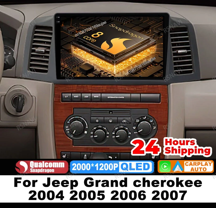 

Car Radio Android 15 For Jeep Grand Cherokee 2004 2005 2006 2007 DSP QLED Wireless Carplay Auto Autoradio GPS Stereo DVD 4G LTE