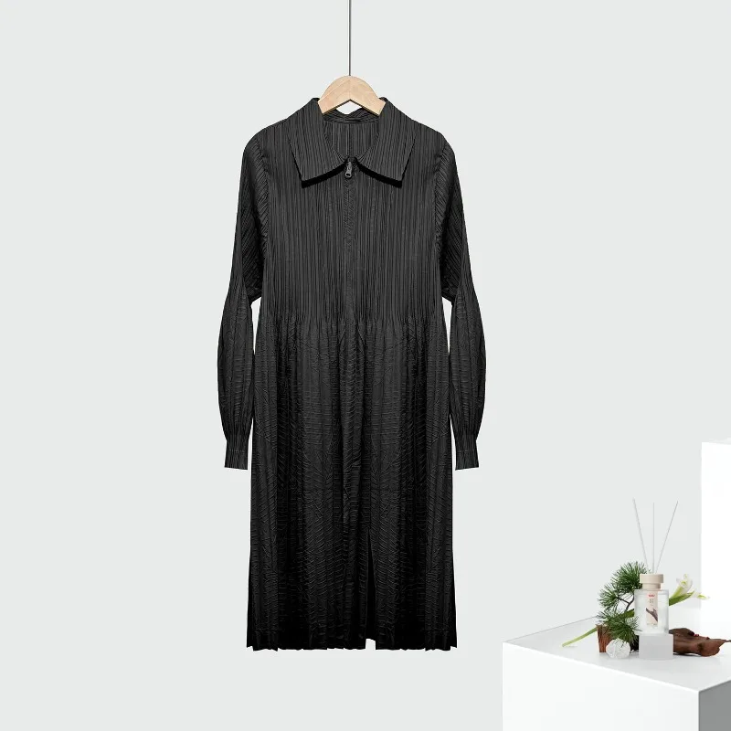 ミヤケ ミドル丈トレンチコート レディース ルーズフィット ラペルカラー ジップアップ 2025新作 多用途カーディガン 韓国風婦人服