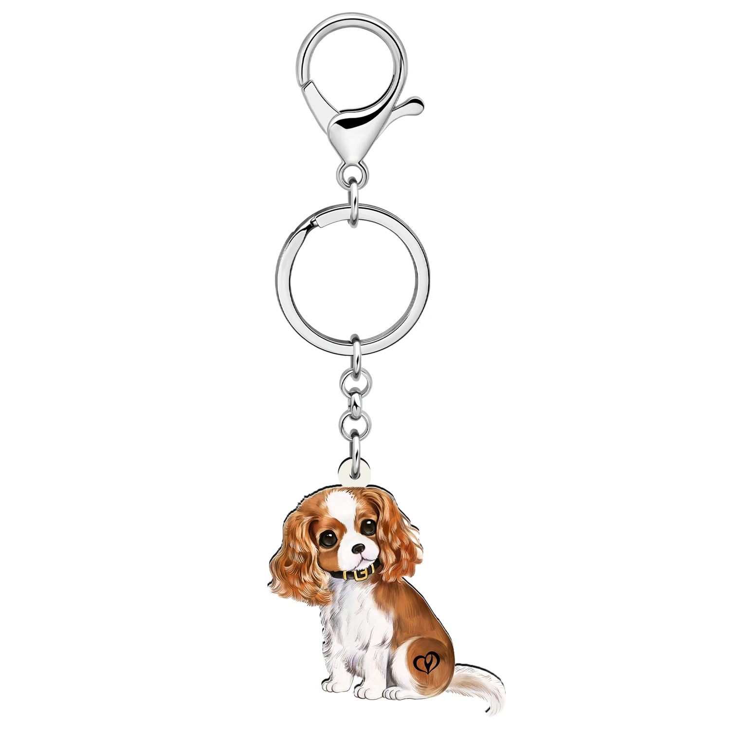 WEVENI Acrylic Gentleman Cavalier King Charies Spaniel Dog Key Chains Key Chain For Womne Kids Teen Charm Car Bag Key Gifts