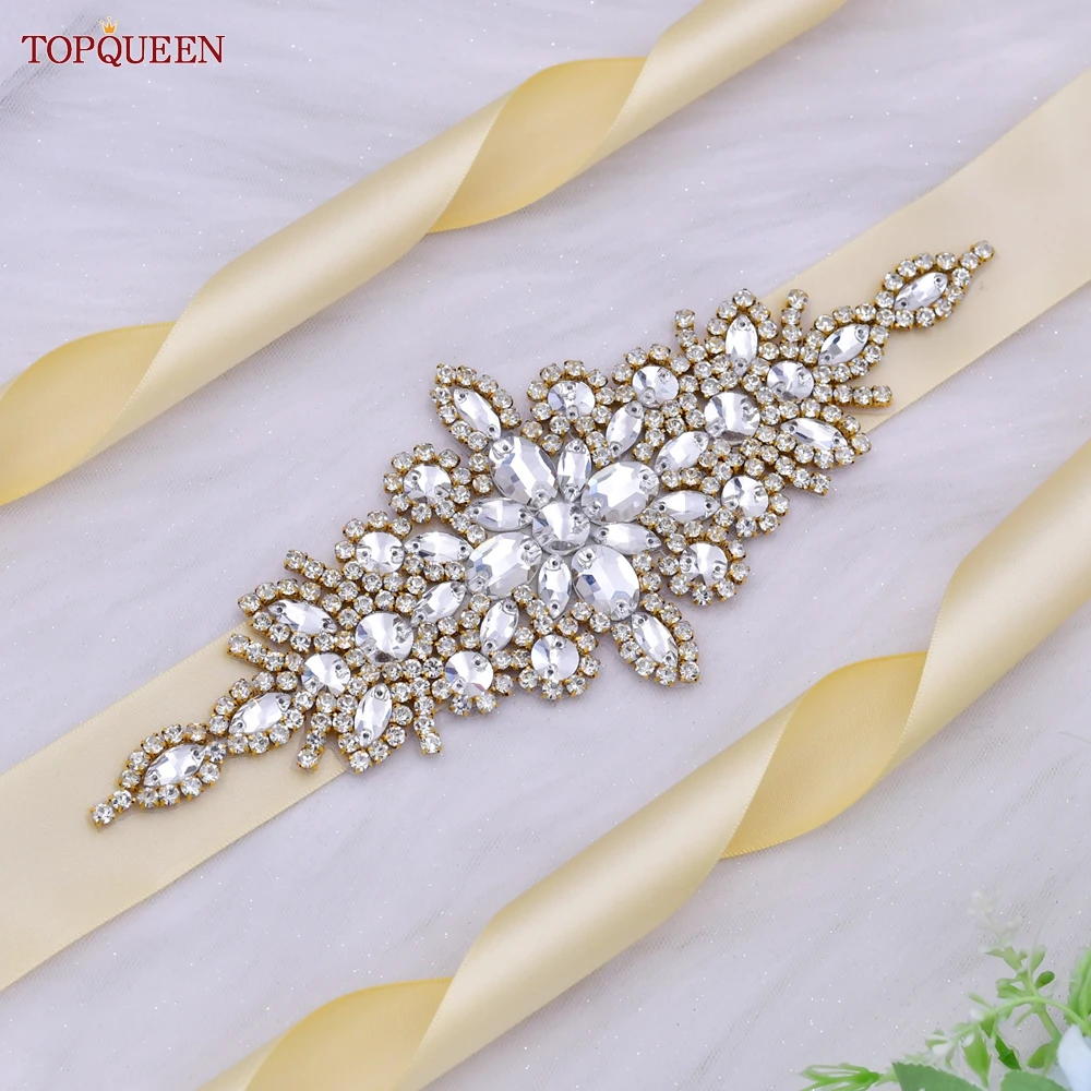 TOPQUEEN S01 Gold Belt Women Wedding Accessories Moroccan Caftan Sash Bridal Dress Decoration Girdles Party Prom Waistband