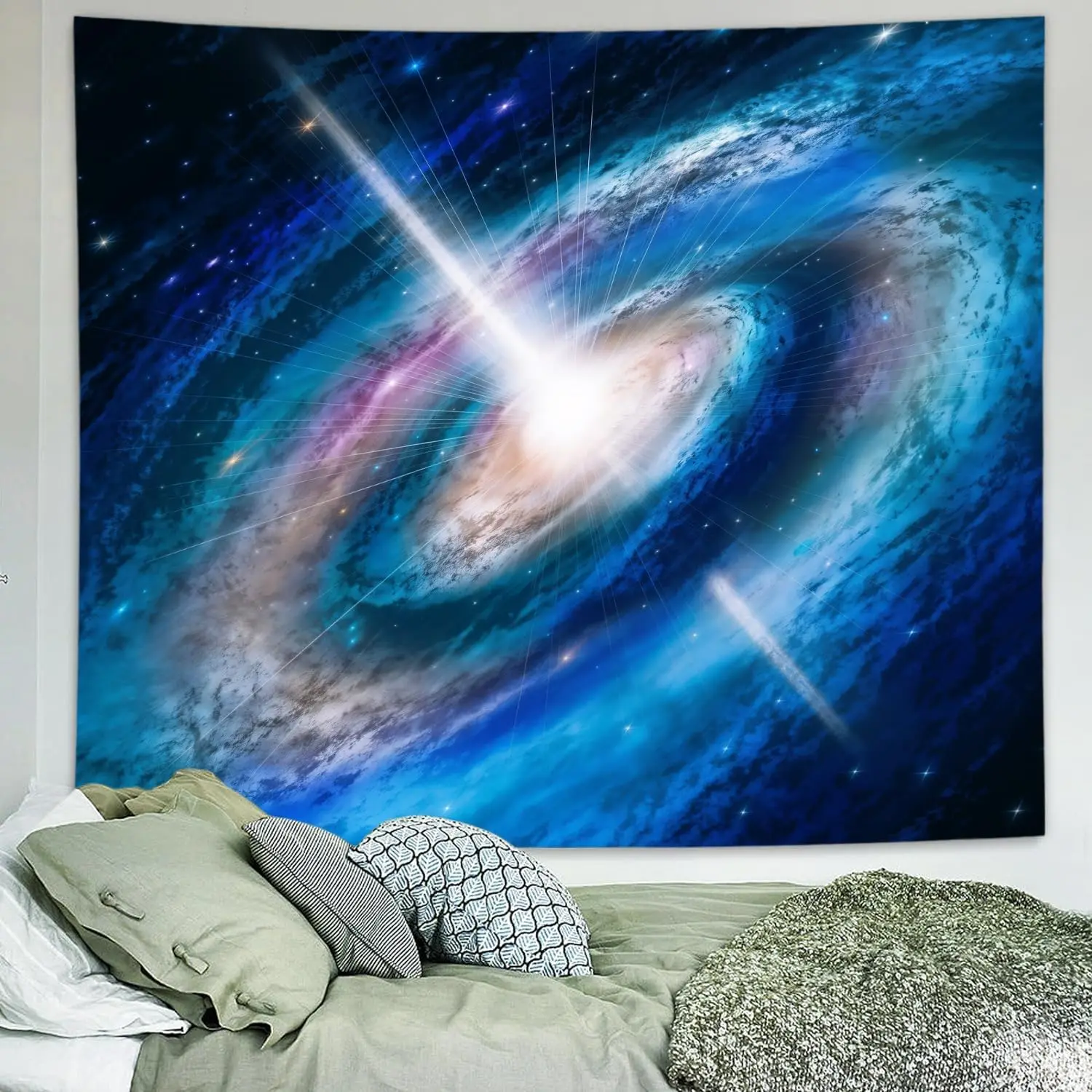 Galaxy Tapestry Spiral Universe Starry Sky Planet Wall Hanging Tapestry Space Cosmic Nebula Psychedelic Headboard for Bedroom