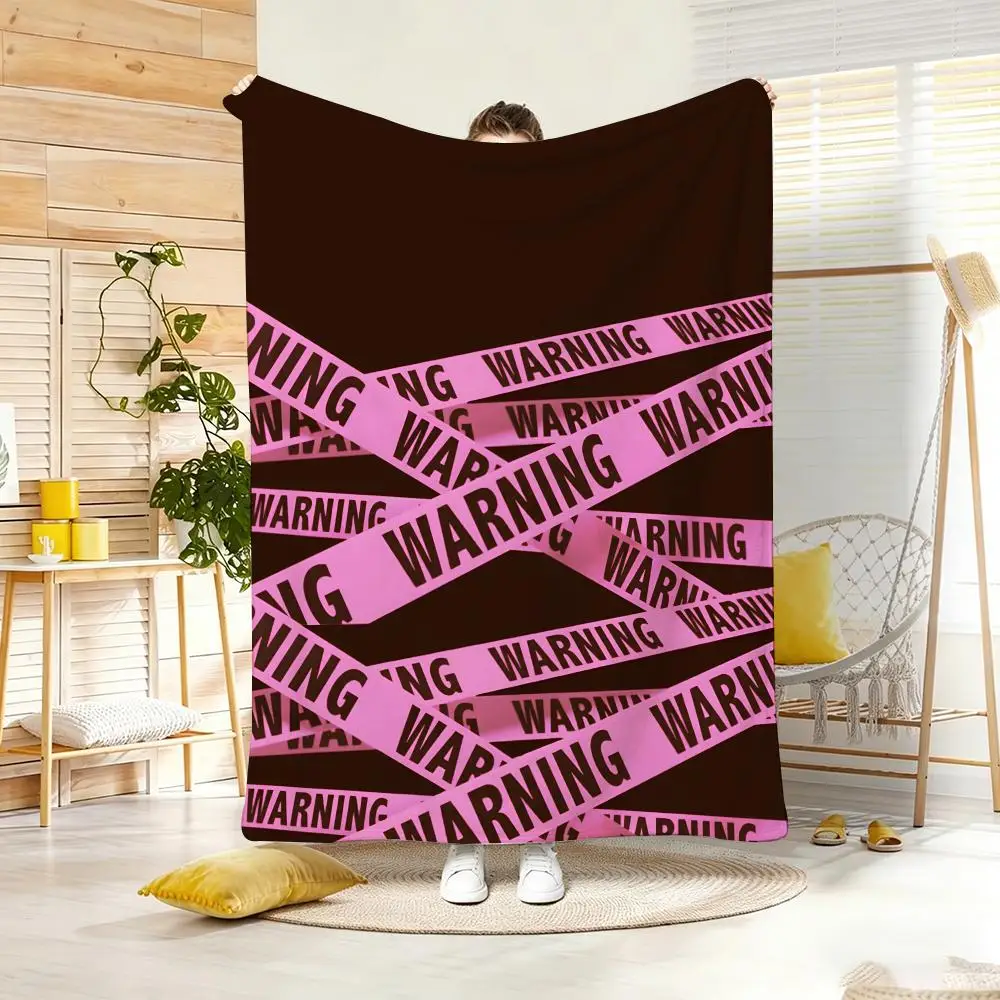 Retro Safety Tape Warning Tape Pattern Throw Lightweight  Flannel Blanket Soft Skin-friendly for Summer Cooling