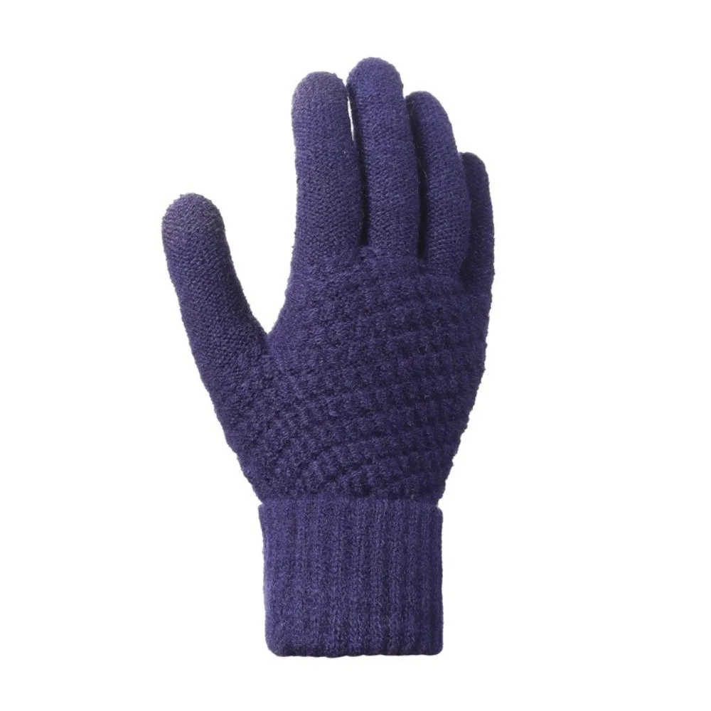 3Pcs/Set Warm Winter Hat Scarf Gloves Set Windproof Thicken Knit Beanie Snood Set Soft Elastic Touchscreen Gloves for Men Women