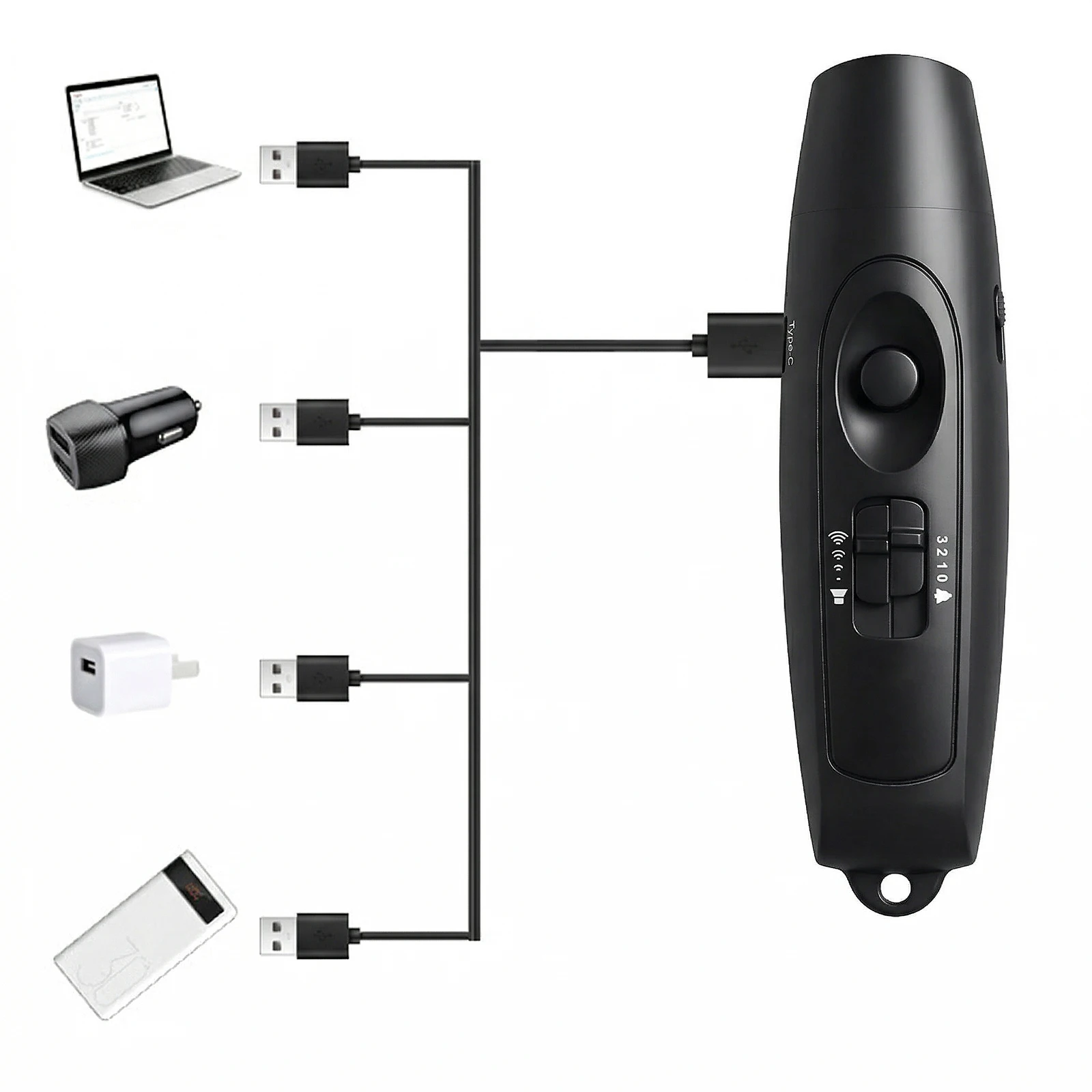 Electronic Whistle USB Rechargeable Electronic Air Horn with LED Safety Light for Basketball Football Training Outdoor Survival
