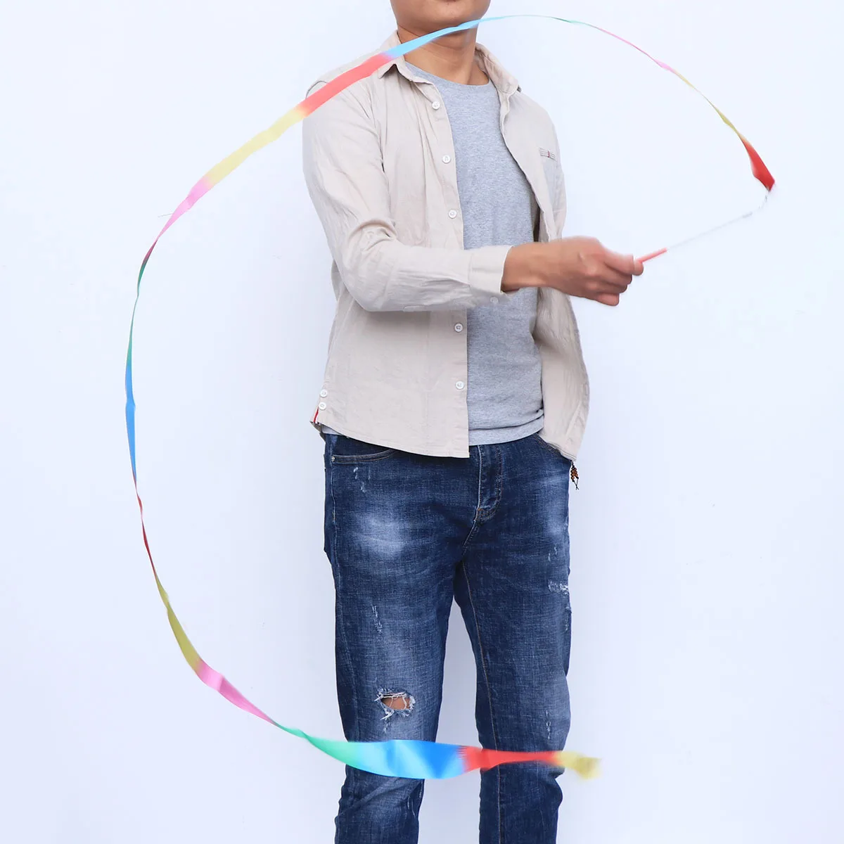 

2 pcs 2M Art Gymnastics Ribbons Colorful Dance Streamers For Rhythmic Training Gym Ribbon Baton Twirling Exercise Equipment