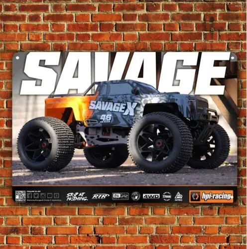 Metal Poster Rc Car Tin Sign Plaque Hpi Savage X Truck-aluminum