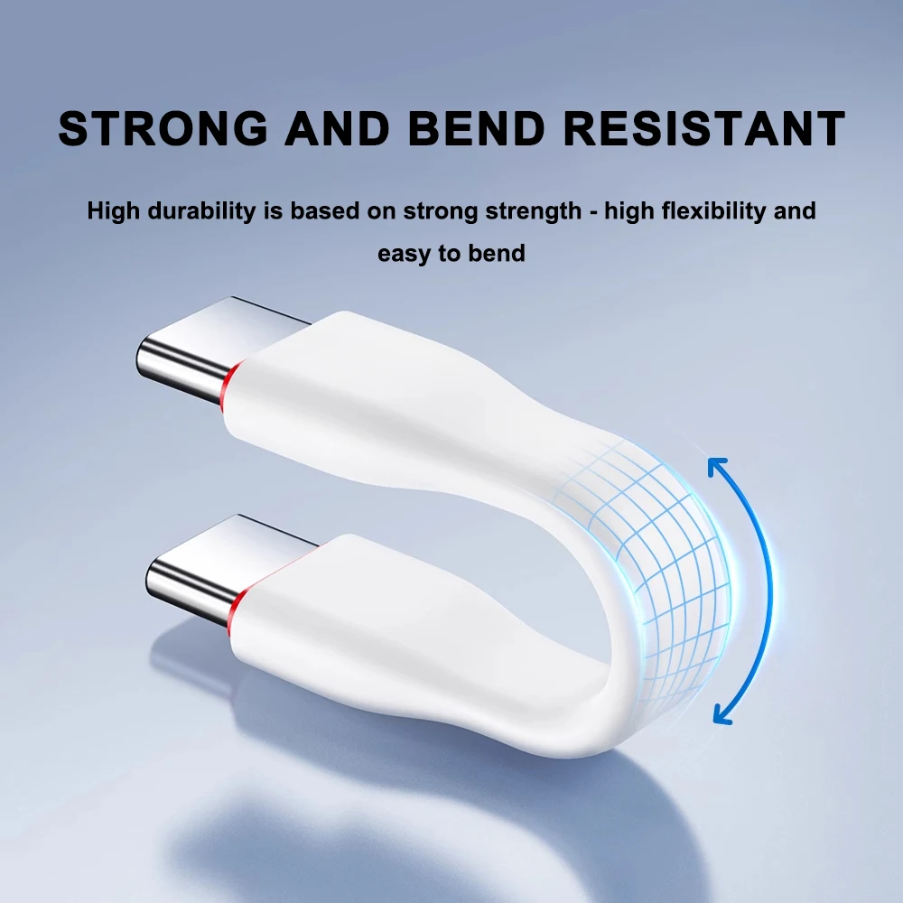 JEYI 20Gbps 90° USB Cable C to C PD 3A 60W 75MM Mobile Power USB-C Cable for iPhone15Pro, MacBook Tablet Charging Bank Laptop