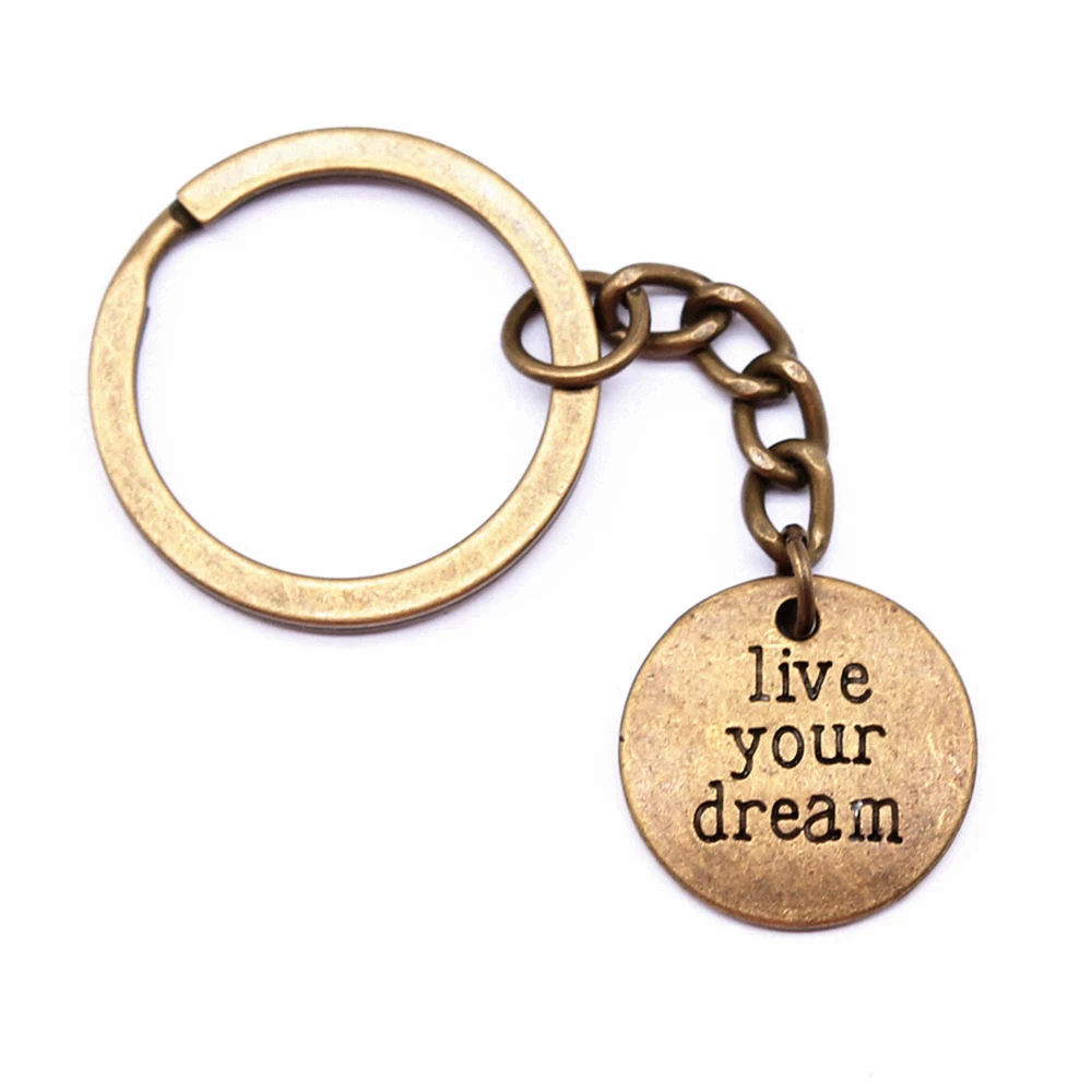 1pcs Live Your Dream Keyring men accessories Supplies for jewelry for you Ring Size 28mm